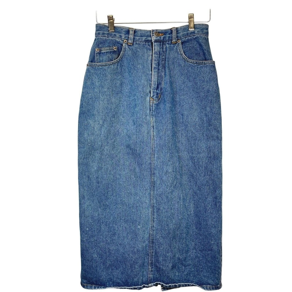 Vintage Squeeze Jeans Denim Long Skirt Cotton Size 9/10‎ Y2K 90s Retro High Rise